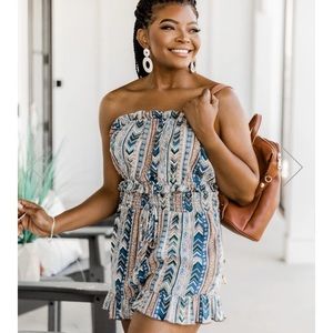 NEW! Pink Lily “Morning Daylight” Strapless Tribal Print Top